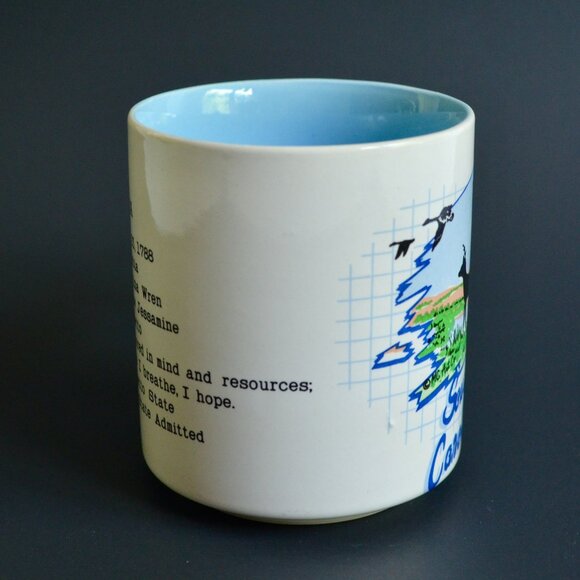 South Carolina Vintage 90s Coffee Mug White Blue Interior Ceramic - Picture 2 of 7